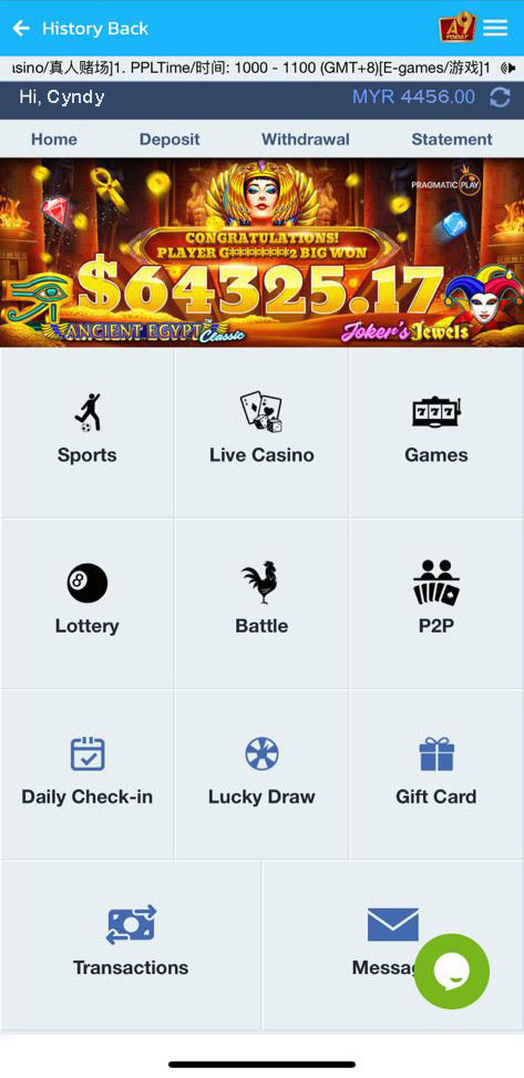 a9today Casino Home Screen