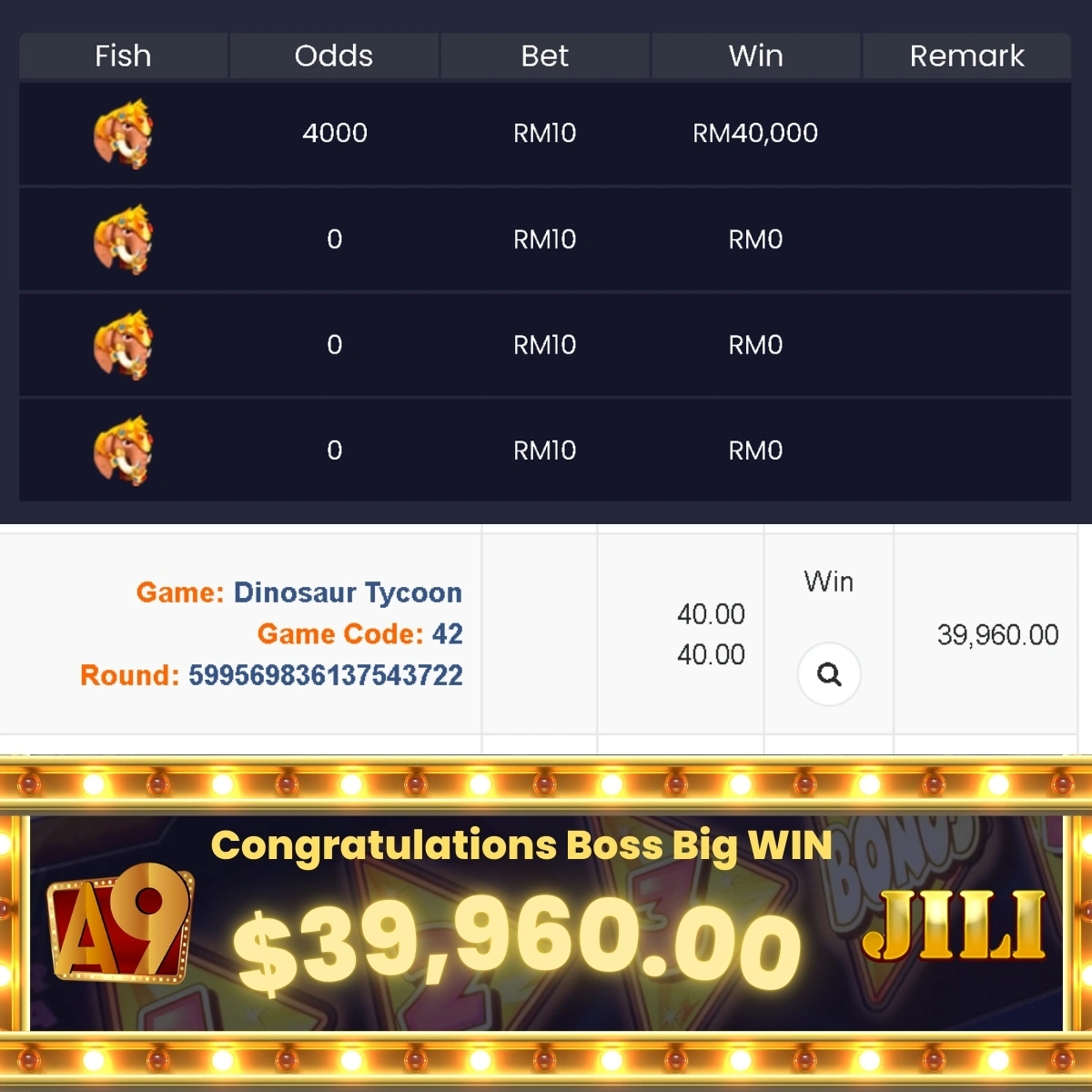 A9today & A9play Casino betting jackpot winner | Menang besar | Win RM100,000 with RM2000