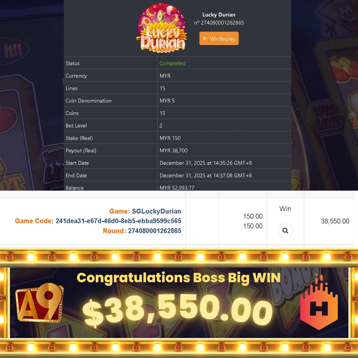 A9today &A9play Casino betting jackpot winner | Menang besar | Win RM29700 with RM23
