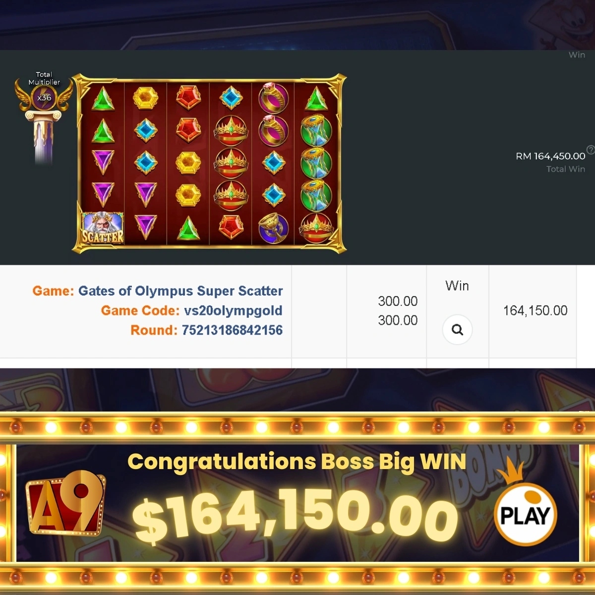 A9today &A9play Casino betting jackpot winner  | Menang besar | Win RM12058 with RM2