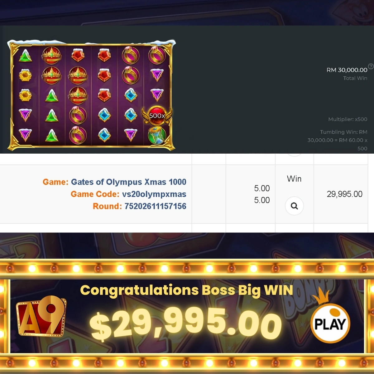 A9today & A9play Casino betting jackpot winner  | Menang besar | Win RM15250.40 with RM16