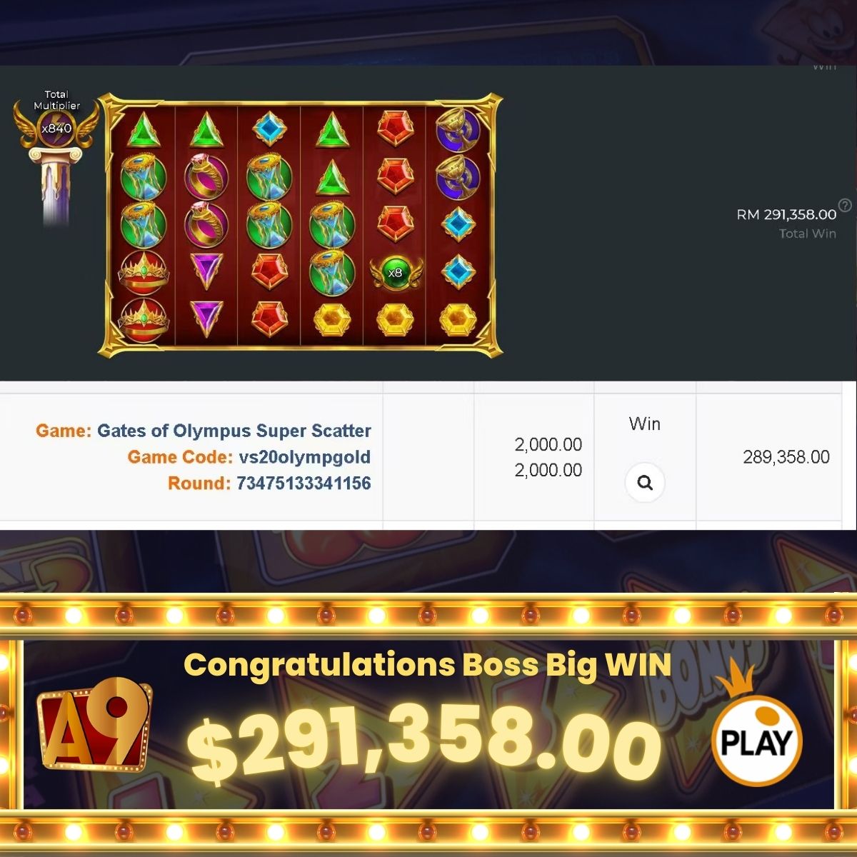 A9today & A9play Casino betting jackpot winner | Menang besar | Win RM208475 with RM26