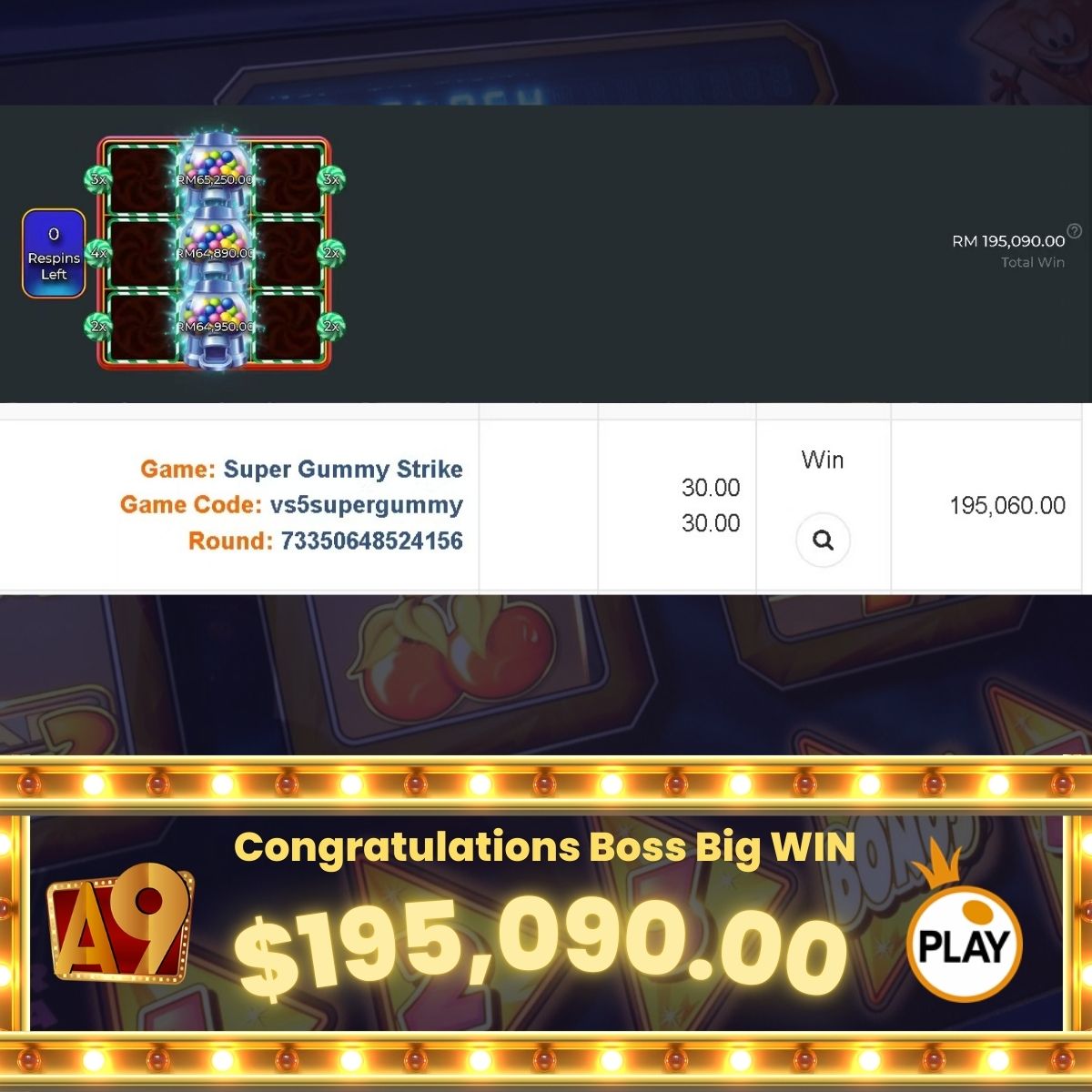 A9today &A9play Casino betting jackpot winner | Menang besar | Win RM29700 with RM23