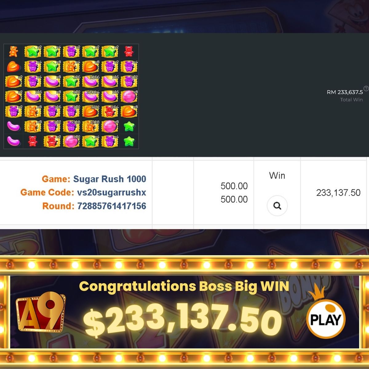 A9today & A9play Casino betting jackpot winner  | Menang besar | Win RM5207.50 with RM1.50