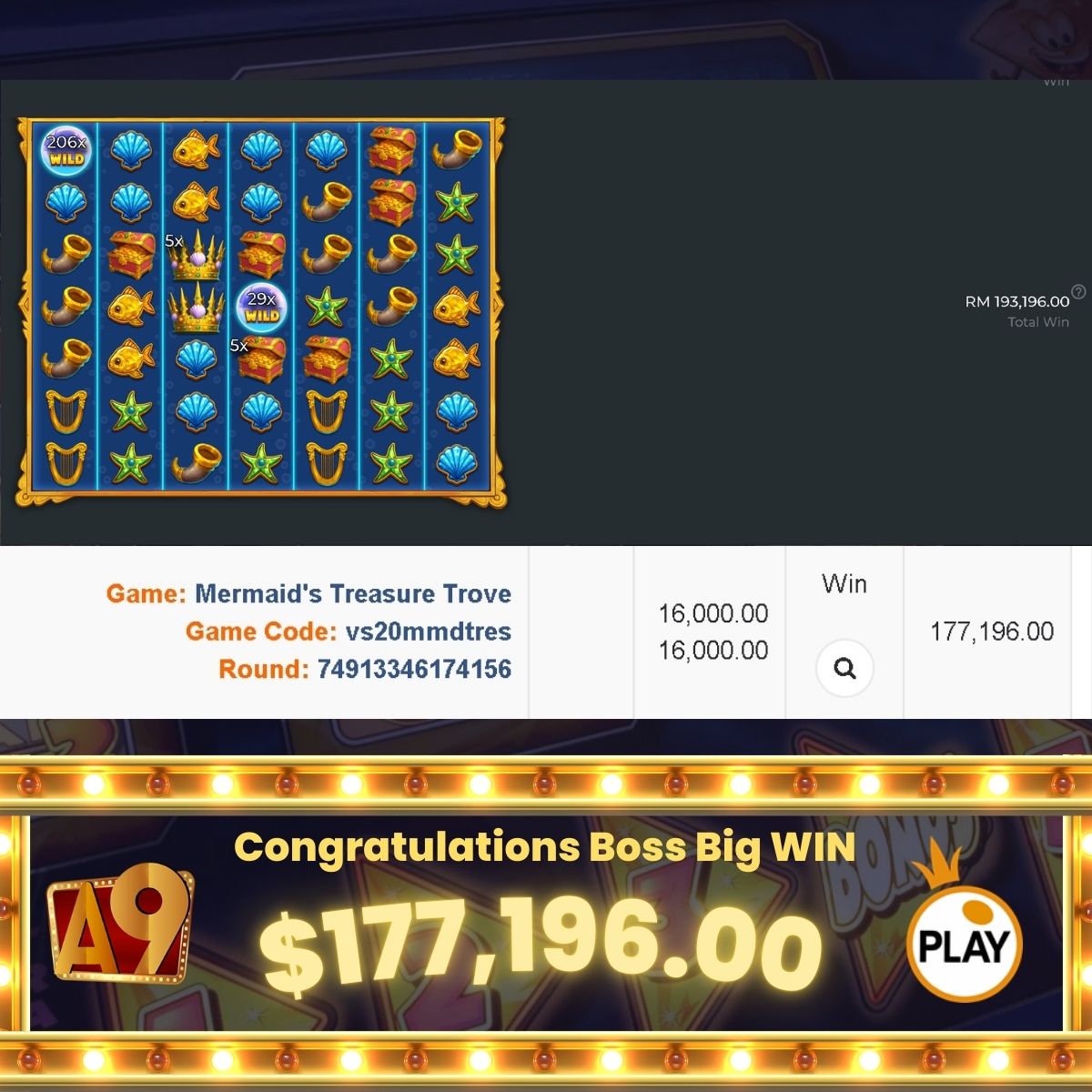 A9today | A9play Casino betting jackpot winner | Menang besar | Win RM12330 with RM18